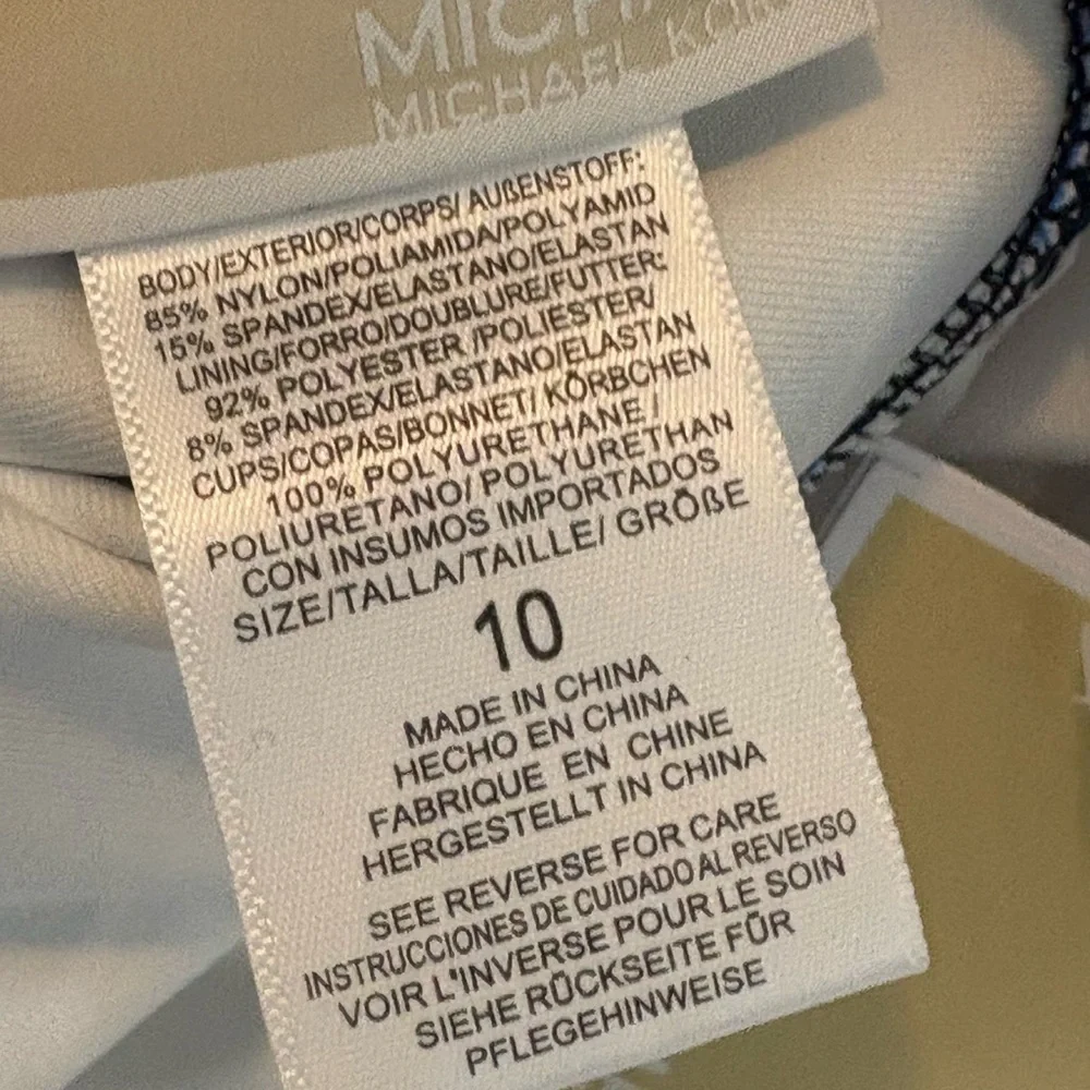 Michael Kors Striped Logo-ring Halter 1pc Swimsuit Blue/ White NWT Size 10